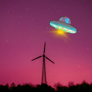 Ufo über Windrad